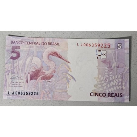 Cédula Brasil 5 reais Letras LJ FE