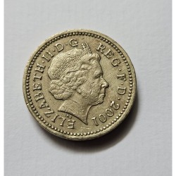 Moeda da Inglaterra 1 libra 2001 Rainha Elizabeth II MBC