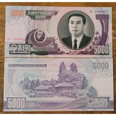 Cédula da Coreia do Norte 5000 won FE