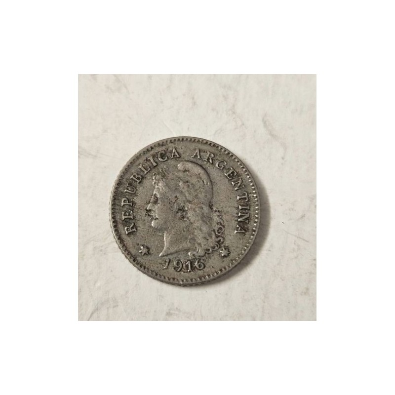 Moeda da Argentina 10 centavos 1916 Data dificil