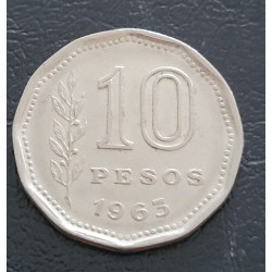 Moeda da Argentina 10 pesos 1963