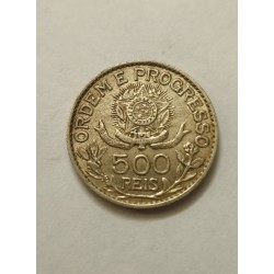 Moeda Antiga de 500 Réis - República dos Estados Unidos do Brasil - 1913