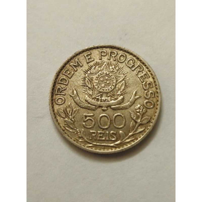 Moeda Antiga de 500 Réis - República dos Estados Unidos do Brasil - 1913