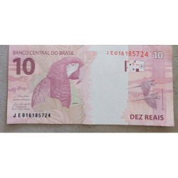 Cédula Brasil 10 reais Letras JE Flor de Estampa