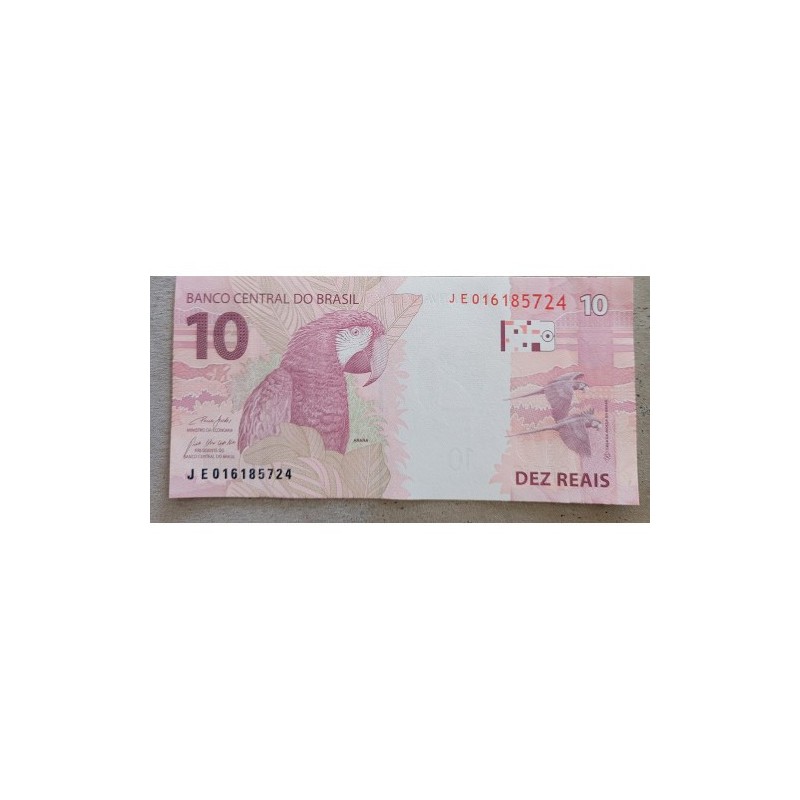 Cédula Brasil 10 reais Letras JE Flor de Estampa