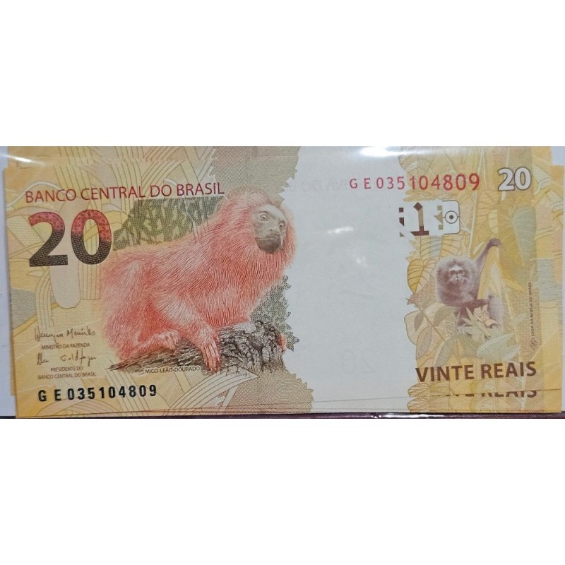Cédula Rara de 20 Reais Série GE - Assinatura Meirelles - Item de Colecionador