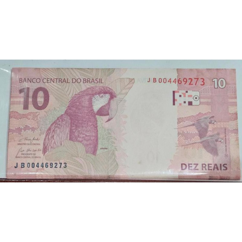 Cédula Rara de 10 Reais Série JB - Assinatura Guedes - Item de Colecionador
