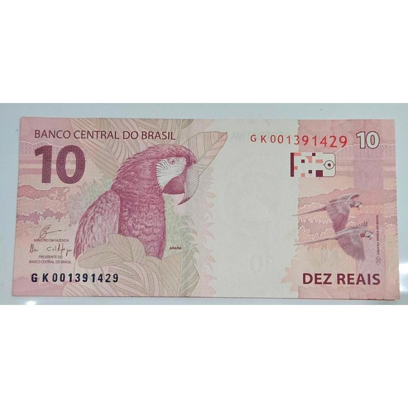 Cédula Rara de 10 Reais Série GK - Item de Colecionador - Arara