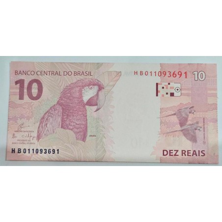 Cédula Brasil 10 reais letras HB FE