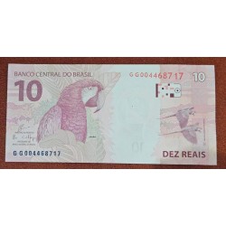 Cédula Brasil 10 reais letras GG FE