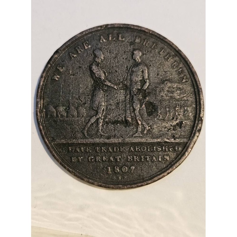 Medalha Rara "Slave Trade Abolished by Great Britain 1807" - Item de Colecionador