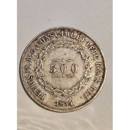 Moeda 500 Réis Brasil Império - 1854 - D. Pedro II