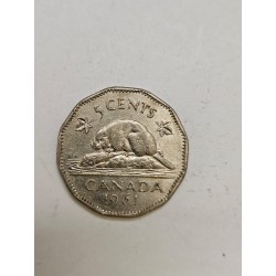 Moeda do Canada 5 cents 1961 Rainha Elizabeth II