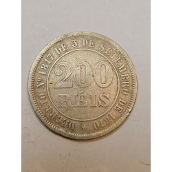 Moeda Brasil 200 réis 1876 data difícil