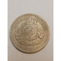 Moeda Brasil 100 réis 1874 data difícil império