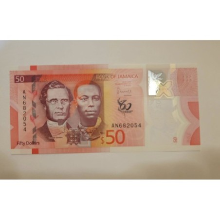 Cédula da Jamaica 50 dólares polímero FE 2022
