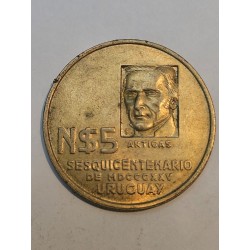 Moeda Comemorativa 5 Pesos Uruguaios - Sesquicentenário da Independência