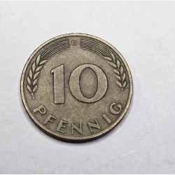 Moeda da Alemanha 10 pfenning 1950 D KM108