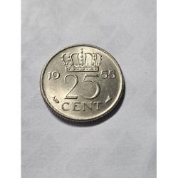 Moeda da Holanda 25 cents 1955 Rainha Juliana