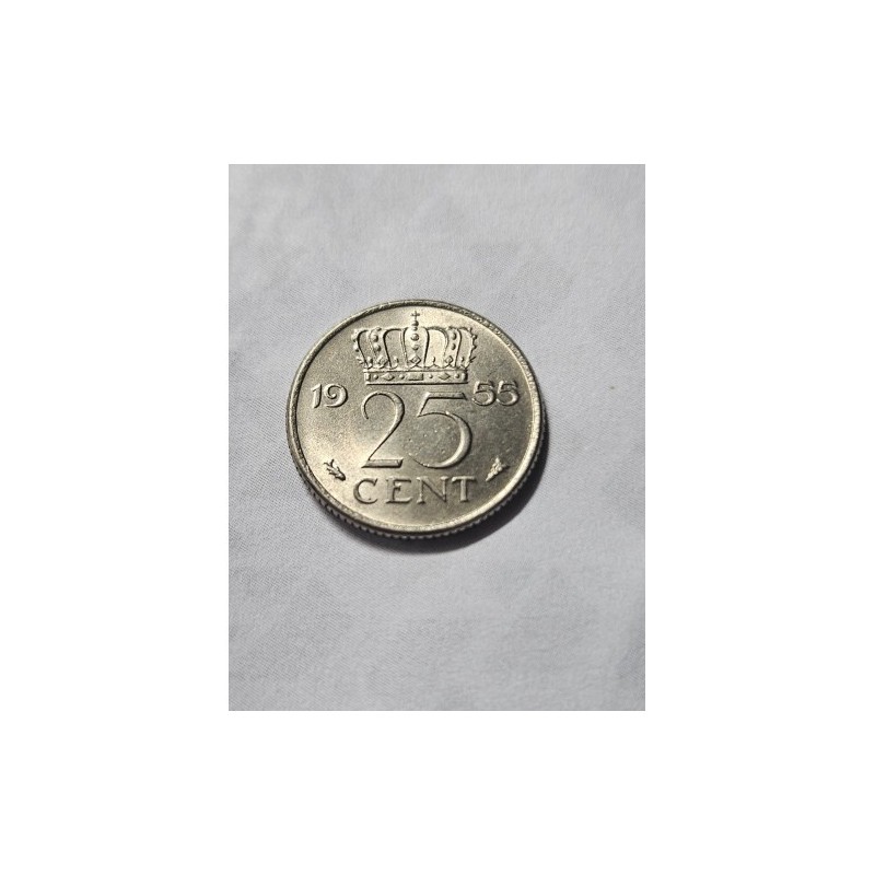 Moeda da Holanda 25 cents 1955 Rainha Juliana