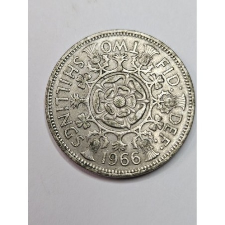 Moeda da Inglaterra 2 shillings 1966 Rainha Elizabeth II