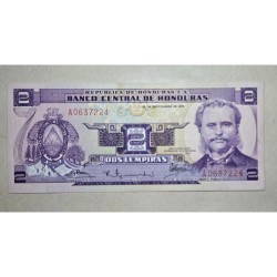 Cédula de Honduras 2 lempira P61 FE 1976 comemorativa