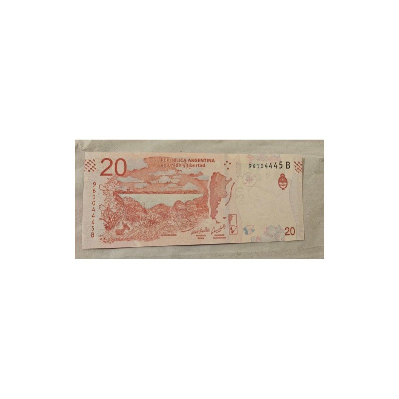 Cédula da Argentina 20 pesos FE Guanaco