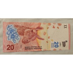 Cédula da Argentina 20 pesos FE Guanaco