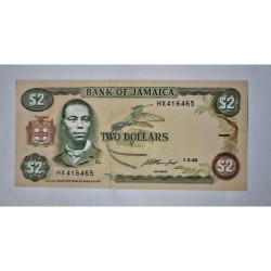 Cédula da Jamaica 2 dólares P69e 1993 FE