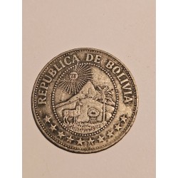 Moeda Bolívia 1 Peso Boliviano 1969 - Emblema Nacional e Sol Radiante - Data Clássica