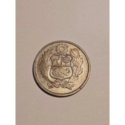 Moeda Peru 100 Soles de Oro 1982 - Cuproníquel - Brasão Nacional (Vicuña, Cornucópia, Árvore)