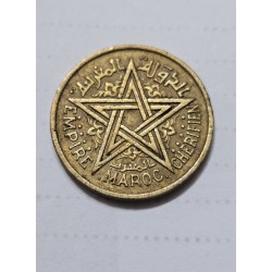 Moeda Marrocos 1 Franco 1945 (1364 AH) - Estrela Pentagonal e Império Cherifiano