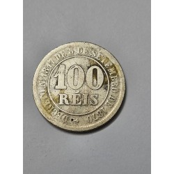 Moeda Brasil Império 100 réis 1880 data escassa