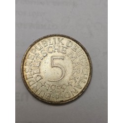 Moeda da Alemanha 5 marcos 1959 prata