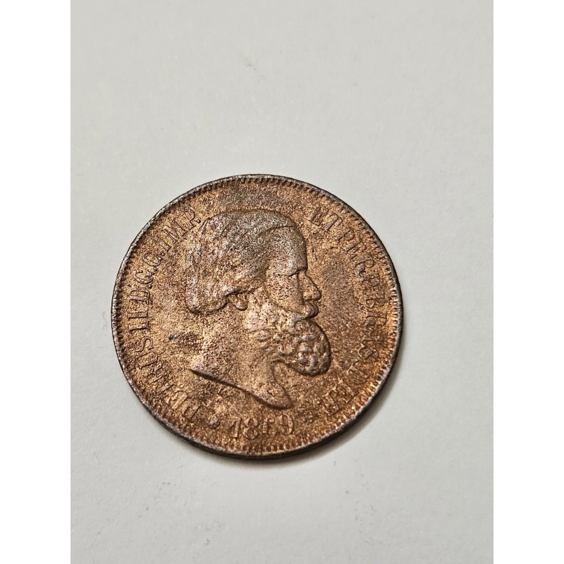 Moeda Brasil Império 20 réis 1869 Dom Pedro II MBC