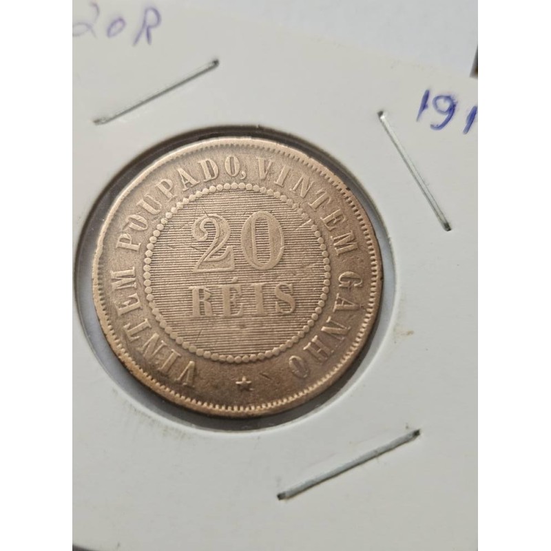 Moeda Brasil república 20 reis 1911 bronze vintém MBC