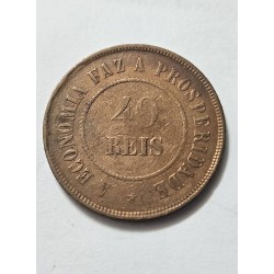 Moeda Brasil 40 réis 1889 república bronze MBC
