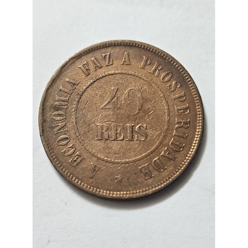 Moeda Brasil 40 réis 1889 república bronze MBC