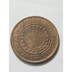 Moeda Brasil 40 réis 1889 república bronze MBC