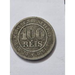 Moeda Brasil império 100 réis 1889 cuproniquel MBC