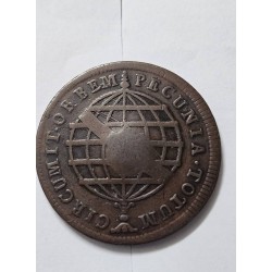 Moeda Brasil XL reis 1786 Carimbo escudete C322 Cobre Colonia