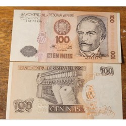 Cédula do Peru 100 intis FE