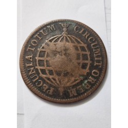 Moeda Brasil XL reis 1774 carimbo escudete C137 MBC Cobre