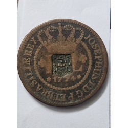 Moeda Brasil XL reis 1774 carimbo escudete C137 MBC Cobre