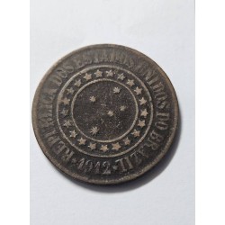 Moeda Brasil 40 réis 1912 bronze republica