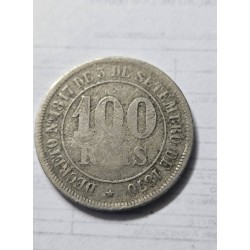 Moeda Brasil império 100 réis 1881 MBC