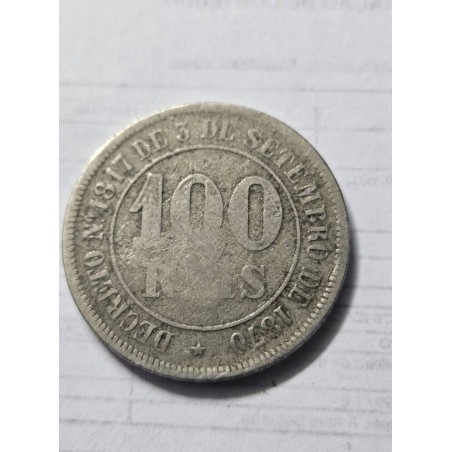 Moeda Brasil império 100 réis 1881 MBC