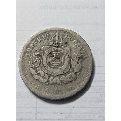 Moeda Brasil império 100 réis 1881 MBC