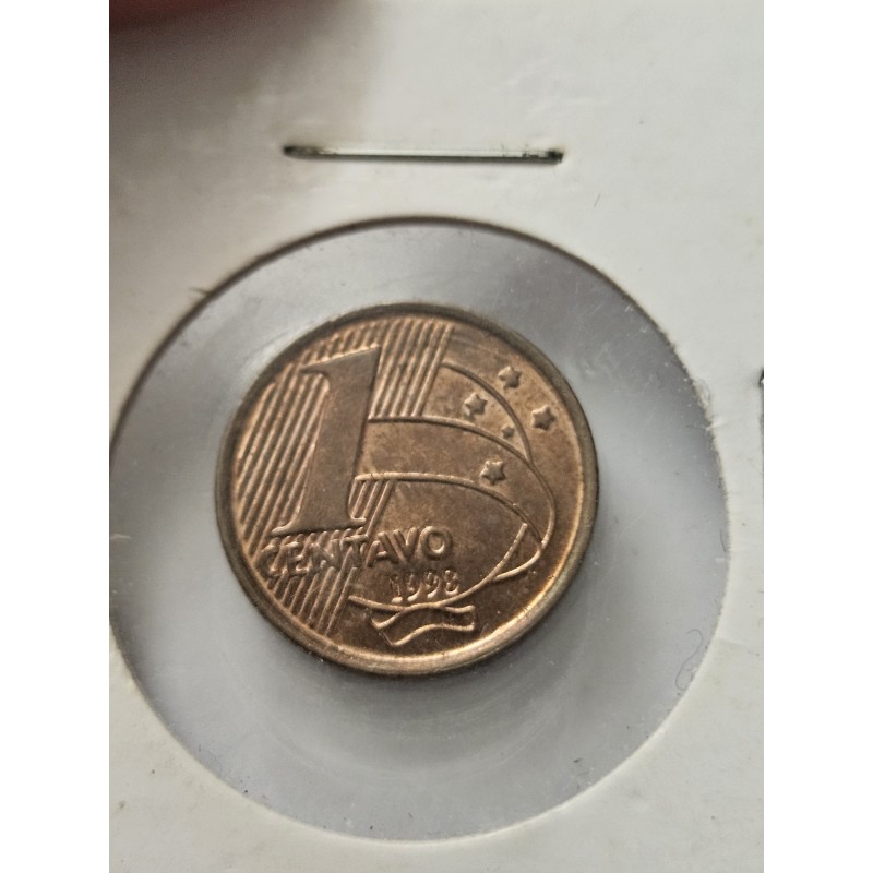 Moeda Brasil Republica Real 1 centavo 1998 Soberba