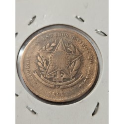 Moeda Brasil republica 20 réis 1893 Vintém Bronze MBC